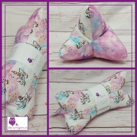 Reading Bone Neck Pillow Animals Comfortable and Washable Hand Stuffed and Stitched in Germany - Can be Used as a Neck Roll Pillow Neck Roll (Unicorn Pups)