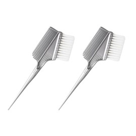 FamGift Hair Dye Brush Hairdresser Hair Dye Brush Professional Coloring Hair Dye Comb Fine Comb Coloring Soft Bristle Brush for Men Women Hairdresser Home Hair Dye Brush Reusable (2pcs Gray)