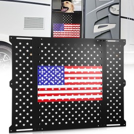 Gisafai 24" Adjustable Rv Screen Door Protector, Aluminum Grille Guard for Dogs, Fits 22"-31.5" Wide Camper Doors, Rv Entry Screen Door Shield, USA Flag and Star Design