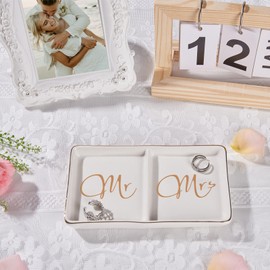 COZITED Mr. and Mrs. Ring Dish Engagement Gifts for Couples Wedding Ring Holder Jewelry Dish Tray, Bridal Shower Gifts for Women Newlywed Future Bride To be Gifts His and Hers Gifts