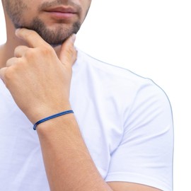 Adjustable 2mm Thick Cord Bracelet - Leather-Like, Waterproof, Durable - Vegan in Red, Black, Blue, Brown, Grey, Green (blue)