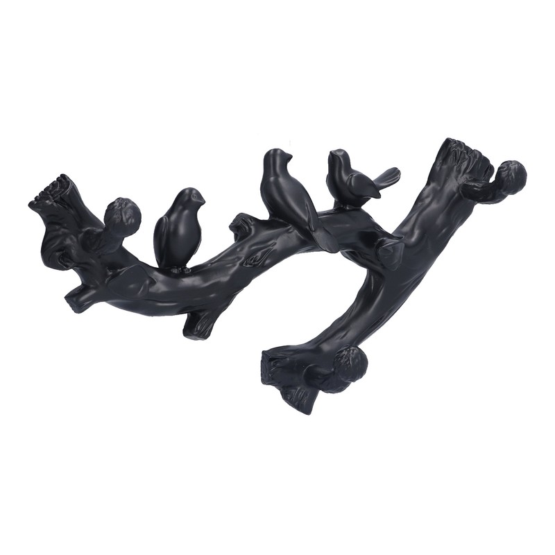 Decorative Hook Black Bird Branch Shape Three Dimensional Wall Mounted