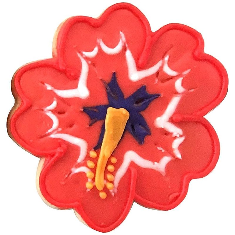 Foose Brand Hibiscus Cookie Cutter 3.75 in, Tin Plate Steel,