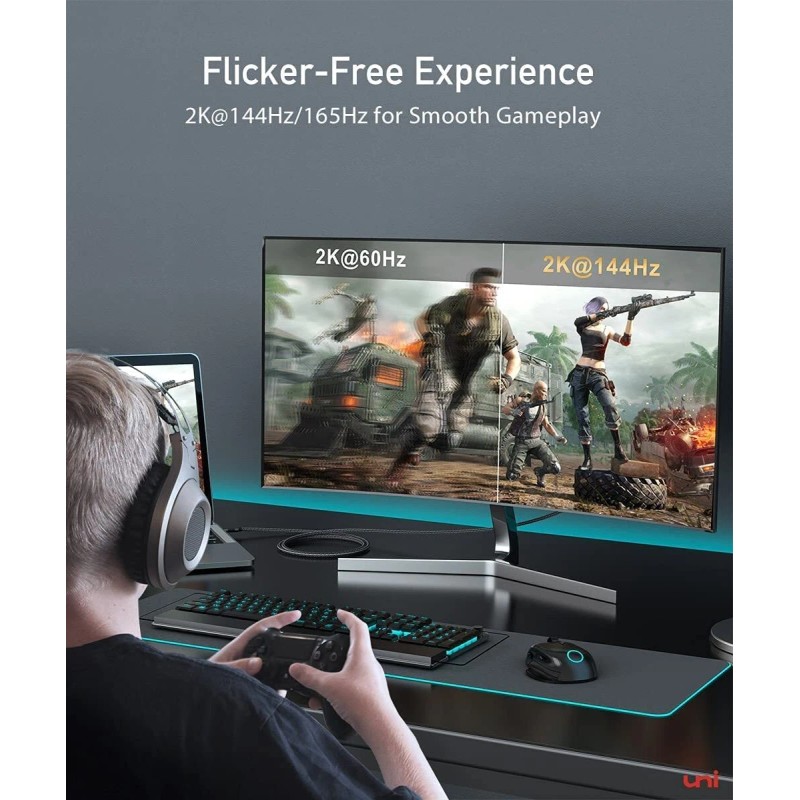 uni USB C to DisplayPort Cable (4K@60Hz, 2K@144Hz, 2K@165Hz), 1m/3ft