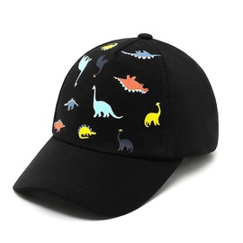 Supaico Toddler Baseball Cap Boy Baseball Hats Print Dinosaur Pattern Washed Hats for Kids Age 3-8,Dinosaur Black