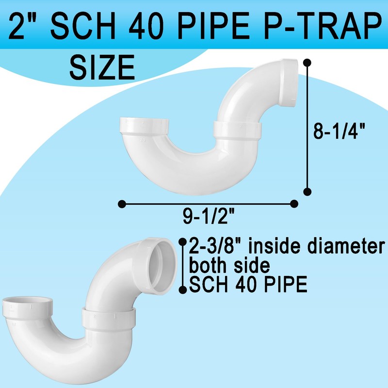(2" PVC P-Trap, 5 Pack) Asterbacks 2 inch PVC P-Trap