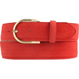 BELTINGER Women's Suede Belt 4 cm | Velour Belt for Women 40 mm | Suede Belt 4 cm with Gold Belt Buckle, Red, Gold