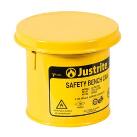 Justrite 10171 Steel Bench Can, 1L Capacity, Yellow
