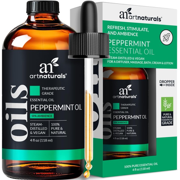 ArtNaturals 100% Pure Peppermint Essential Oil - (4 Fl Oz / 120ml) - Natural Premium Therapeutic Grade Mentha Peperita - Fresh Scent for Home and Work, Perfect to Repel Mice and Spiders