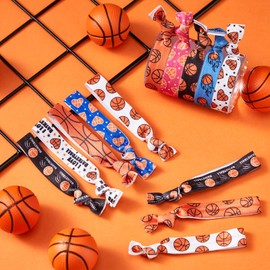 Hanaive 20 Pcs Basketball Hair Ties Basketball Hair Accessories Elastic Ponytail Holders No Crease Ribbon Basketball Hair Bands Gifts for Girls, Women, Player, and Coaches, 10 Styles