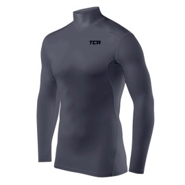 TCA Hyperfusion Compression Base Layer Maglia Manica Lunga sotto Maglia da Uomo- Girocollo/Collo Alto - Grigio Scuro, L
