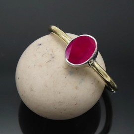 Rubin im Labor gezüchtet Edelstein Bandring 925 Sterling Silber Ring Herren & Damen Bandring Geschenkartikel Handgefertigter Schmuck TSR1088AM_22 (68 (21.6))