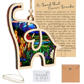 Friendship Elephant Valentines Ornament with Story Card,Sisterhood Elephant Ornament for Women Tribe, Elephant Ornament for Special Bond,Friendship Gifts for Best Friends and Sisters (Blue)