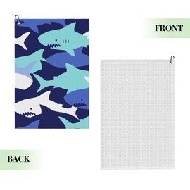 Bkytgek Golf Towel with Clip,Cute Blue Sharks Premium Microfiber Golf Towel for Women and Men Golf Gifts Golf Accessories 1 Pack,24" x16