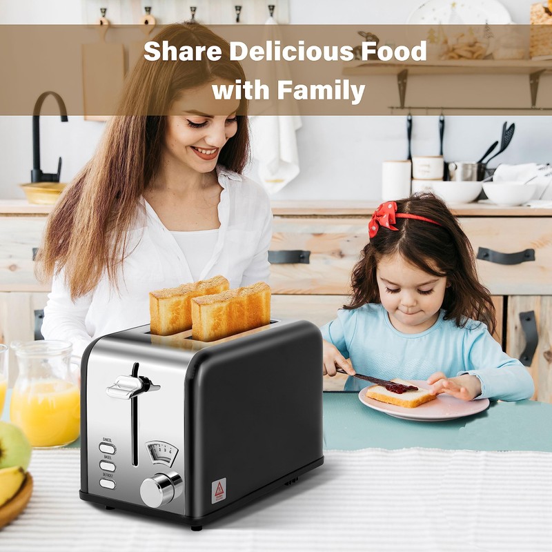 YSSOA 2-Slice Toaster, 5 Browning Setting and 3 Function: Bagel/Defrost/Cancel,