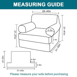 Turquoize T Cushion Chair Slipcover Armchair Slipcover for Living Room Stretch Sofa Couch Cover Soft Armchair Cover Washable Furniture Covers with Individual T Cushion Seat Covers (Chair, Porcelain)
