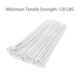 XINGO White Cable Ties Heavy Duty 100 Pack, 650mm x 7.6mm,120 lbs Strength, UV Resistant Long Nylon Cable Ties,Self-Locking Nylon Zip Ties for Indoor and Outdoor