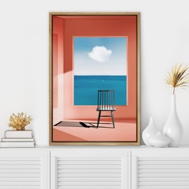 SIGNWIN Framed Canvas Print Wall Art Preppy Room Decor Surreal Ocean Cloud Fantasy Painting Landscape Window View Decorative Scenic Colorful for Living Room, Bedroom, Office - 16"x24" Natural