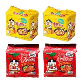 Hot & Spicy Noodle Fusion Combo [Samyang Hot Chicken Flavors] Carbo, Cheese, Corn Soup, and Spaghettis Flavors (CHEESE+SPAGETTI, 10+10)