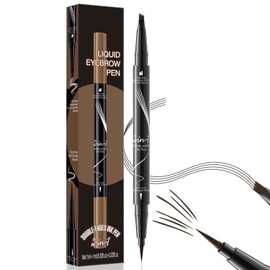 EONFAVE Dual-Ended Augenbrauenstift Wasserfest, Microblading Augenbrauenstift Härchenzeichnung, Flüssiger Eyebrow Pencil mit 4 Gabelspitze und Eyeliner, für Schnell Trocknend, Langlebig(Dunkelbraun)