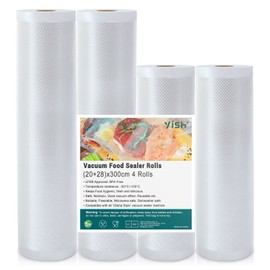 YISH Vacuum Bags Vacuum Film Rolls Vacuum Bags Food Vacuum Rolls: 4 Vacuum Sealer Films 20/28 x 300 cm Foil Rolls for Film Sealer, Foil Bags for Vacuum Sealer Sous Vide Vacuum Bags