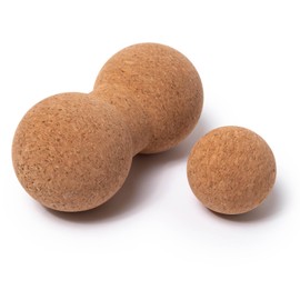 Cork Massage Ball | Massage Ball Set | Ideal for Back and Muscle Massage | Sustainable Trigger Point Ball | Choice of Shapes Like Peanut Roller (Ball (62mm) & Peanut (80x160mm) Set with Bag)