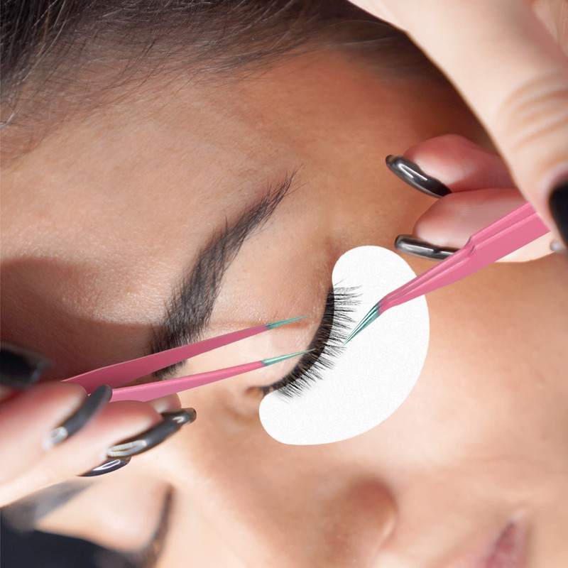 1Pcs Eyelash Tweezers, Nair Art Tweezers Straight and Curved Tip,