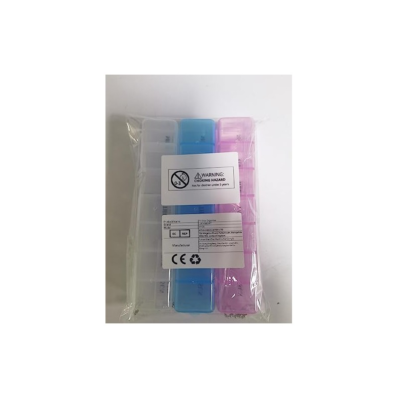  Generic 3-Piece Pill Box Organiser, 7-Day Pill Dispenser, Weekly