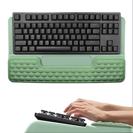 TAODICO Wrist Rest for Computer Keyboard, 2 in 1 Keyboard Wrist Support Pad, Memory Foam Keyboard Riser Holder Lift Tray with Wrist Pad for Easy Typing for Office Desk, Home, School (Square Green)