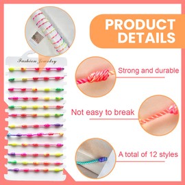 XOXVURI Pack of 12 Girls' Friendship Bracelets, Children's Adjustable Bracelets, Cute Bracelet for Girls and Women, Rope