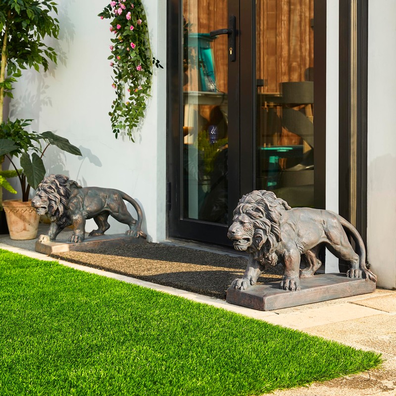 Glitzhome Guardian Walking Lion Garden Statue MGO Outdoor Decoration, 24.5"