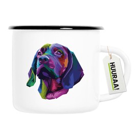 Huuraa Emaille Tasse Labrador Colorful Geschenk 300ml Vintage Labrador Geschenkidee