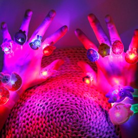 Decodinli 42 PCS Easter Egg Fillers Light Up Party Favors Easter Basket Stuffers for Kids Glow in the Dark Party Favors Light Up Toys for Kids Bulk Flashing Glow Rings Bracelets for Boys Girls