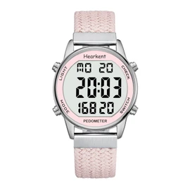 Hearkent Women's Pedometer Watch, Sports Watch with Calorie Counter, Walking Step Fitness Tracker, Large Digital Display Waterproof Wristwatch, Pink, Simple