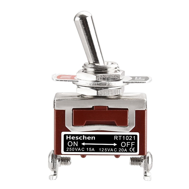 Heschen Metal Toggle Switch, RT1021, SPST, Maintained ON/OFF 2 position