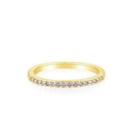 14K Gold Eternity Ring Women Created Amethyst Stackable Band Jewelry Size 6