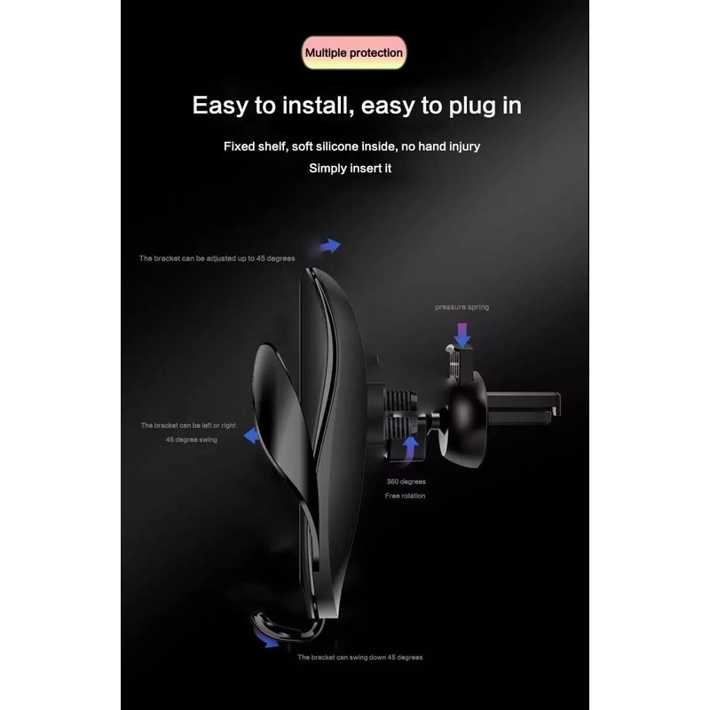 Intelligent Auto Grab Robotic Vent Mount Wireless Car Charger