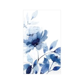 Blue Floral Guest Towel Party Napkins- 30 Count | 2 packs of 15CT Buffet Napkins | Indigo Garden Design, 8" x 4.5"