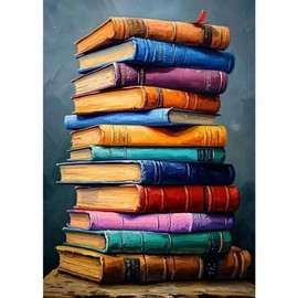 DAERLE 5D DIY Diamond Painting Kit Books to Read, Full Diamond Embroidery for Adults and Beginners, Multicoloured Books Diamond Picture Art for Home Wall Decor 30X40cm