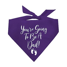 You're Going to Be A Dad! Dog Bandana | 100% Cotton Adjustable Triangle | Made in USA | New Baby | Pregnancy Announcement Photoshoot Prop | Gender Reveal | Purple One Size (580)