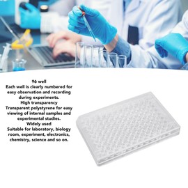 Placa de Cultivo de Tejidos de 10 Piezas, Placa de Cultivo de Crecimiento de Gran Capacidad de 96 Pocillos con Tapa de Plástico para Estudio de Ciencias de Laboratorio (Fondo