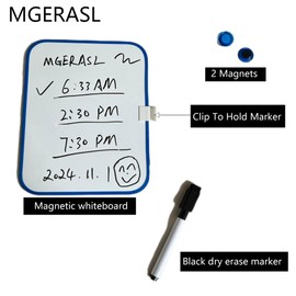 MGERASL Magnetic Whiteboard, Erasable Notepad, Portable Drawing Board, Teaching Whiteboard, Magnetic Dry Erase Board for Lockers, 6" x 8" with Marker and 2 Magnets (Pink)