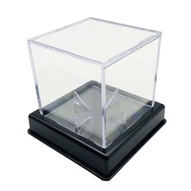 Ronyme Clear Baseball Box Tennis Ball Protect Storage Box, Dustproof Memorabilia Display, Case Transparent Signed Ball Holder Showcase Display Stand , Black Bottom Bracket