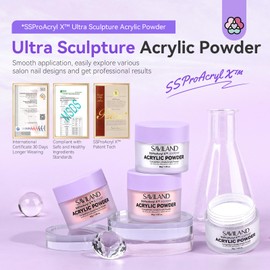 SSProAcryl Ultra-Smooth Acrylic Powder: 4PCS Clear White Nude Pink Acrylic Nail Powder Keratin Acrylic Powder Set Moderate Drying Professional Nail Powder Nail Extension Carving 3D Nail Art Salon