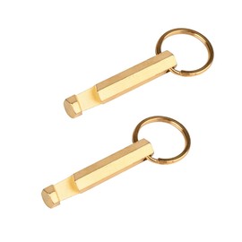 NBGDY 2PCS Solid Brass Keychain Beer Bottle Opener with Brass Key Rings Handcrafted in Brass Copper,（KPQ-502L）