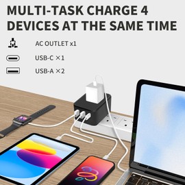 Universal Travel Adapter Converters, 12W GaN Adapter with 1 USB-C & 2 USB-A Ports, Worldwide AC Outlet for EU/UK/AUS/Ireland Plugs, Essential for Airplane Travel, 100-250V, Black