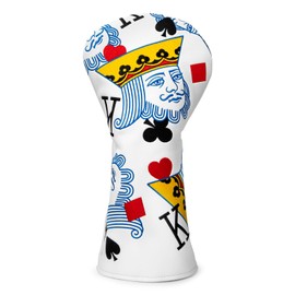 Golf Head Covers Poker Diamond King Driver Headcovers Fariway Wood Head Cover Hybrid Covers Leahter Golf Club Covers for Most Brand(for Driver)