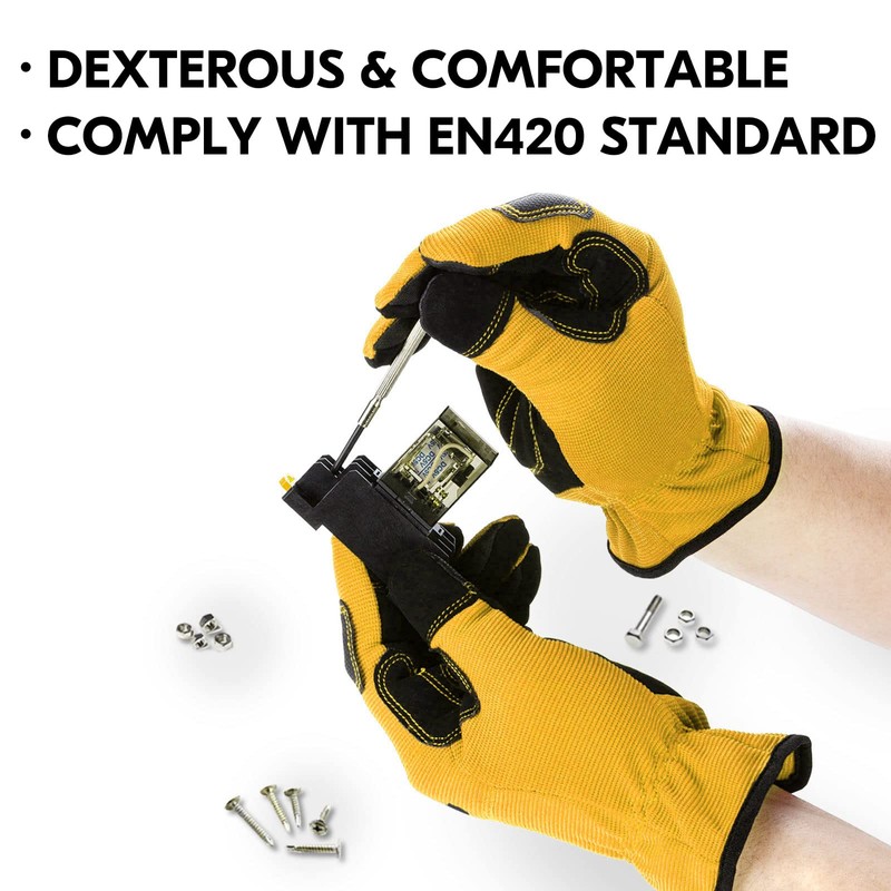 Vgo... 1 Pair Multi-Purpose Synthetic Work Gloves, Gardening Construction Builder