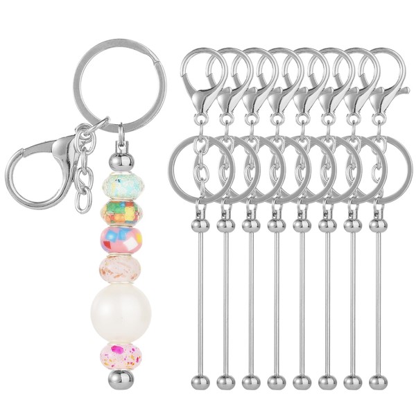 PEUTIER 8pcs Beadable Keychain Bars, Bead Keychain Bar Beadable Keychain