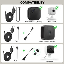 30ft/9m Power Adapter for Blink Outdoor 4 (4th Gen) (3rd Gen) & Blink Mini/Mini 2, Weatherproof Power Cable Continuously Charge Your Blink Camera, No Extra Charger Head Needed